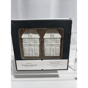 Threshold 2pc‎ Earthenware House Salt & Pepper Shaker Set White Christmas
